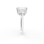 18K White Gold Trilogy Emerald Diamond Ring — SIDE