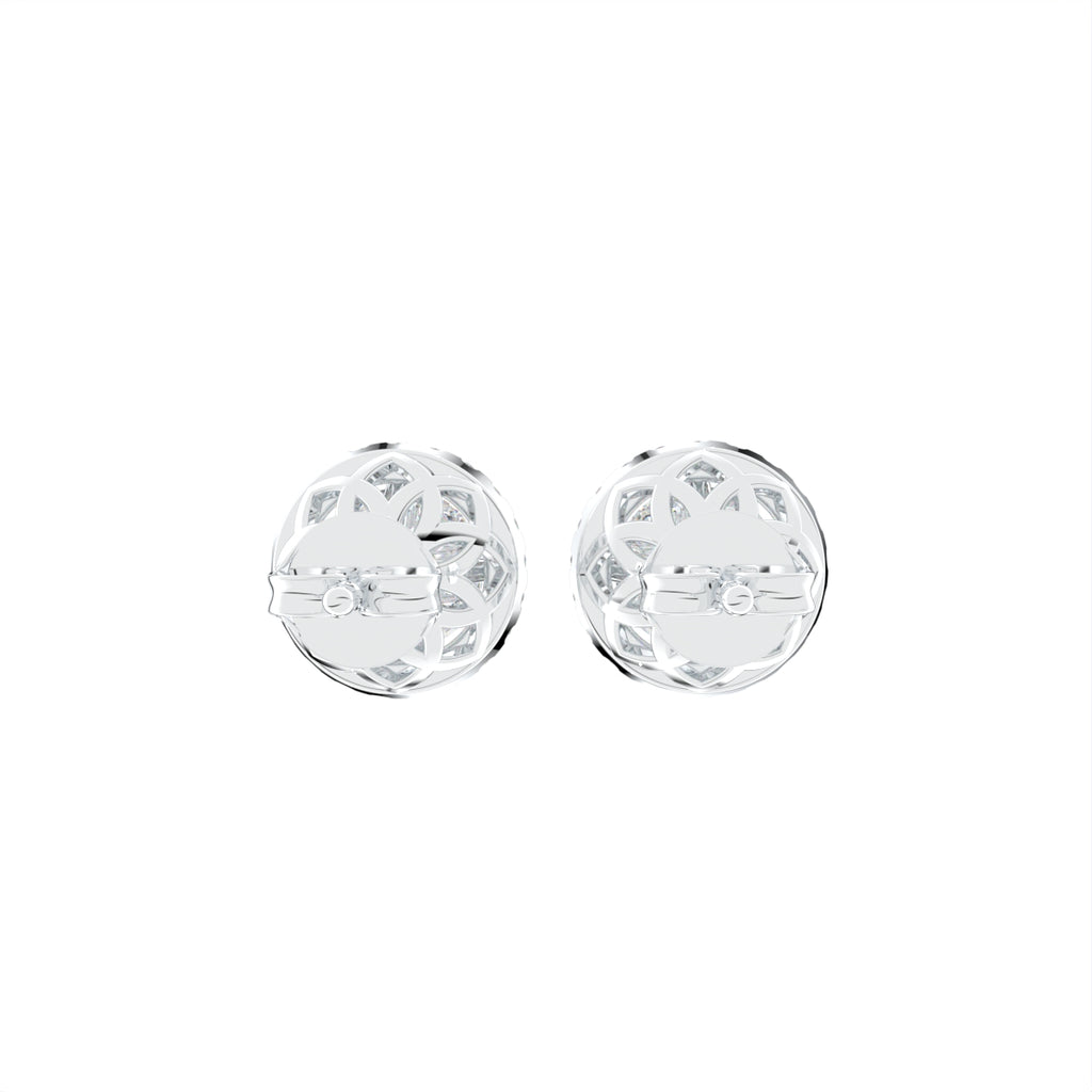 18K Halo Solitaire Diamond Stud Earrings — BACK