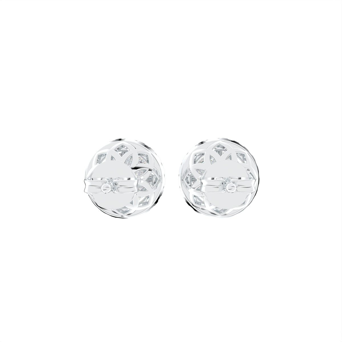 18K Halo Solitaire Diamond Stud Earrings — BACK
