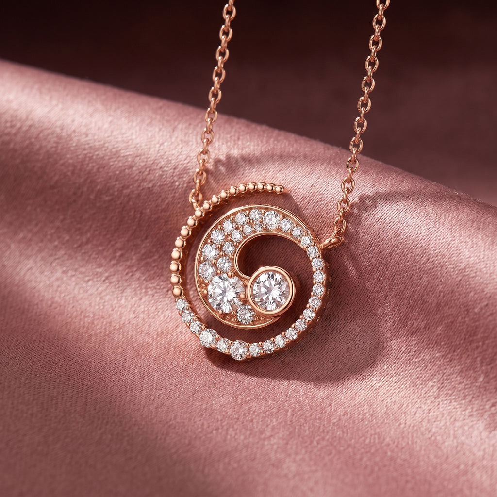 18K Nature Round Diamond Pendant — AI cloth, in-house