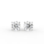 18K White Gold Solitaire Round Diamond Earrings — TOP