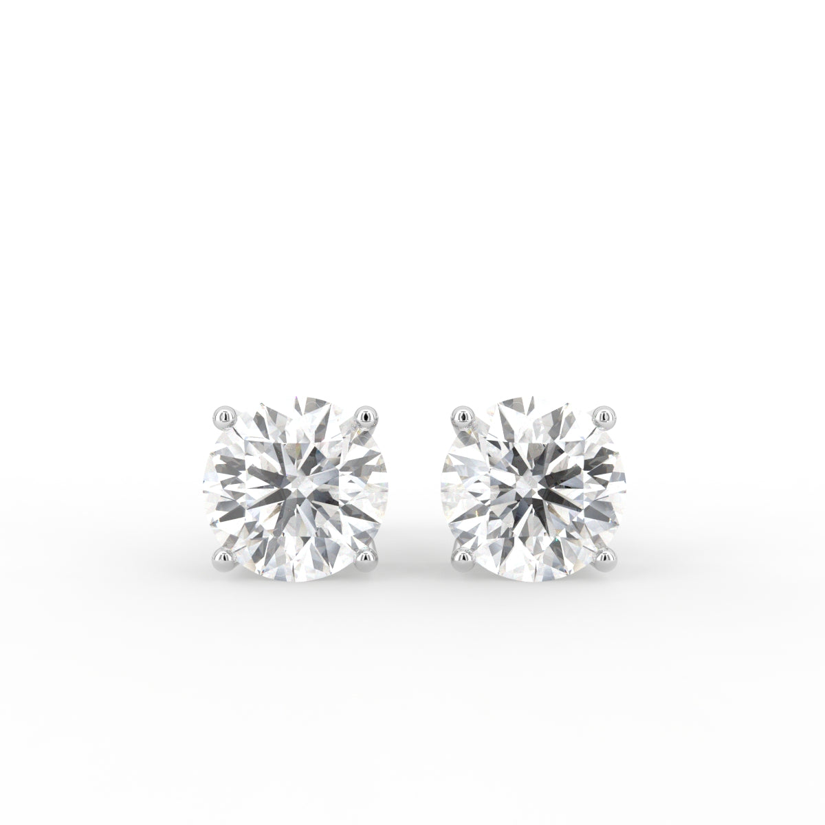 18K White Gold Solitaire Round Diamond Earrings — TOP