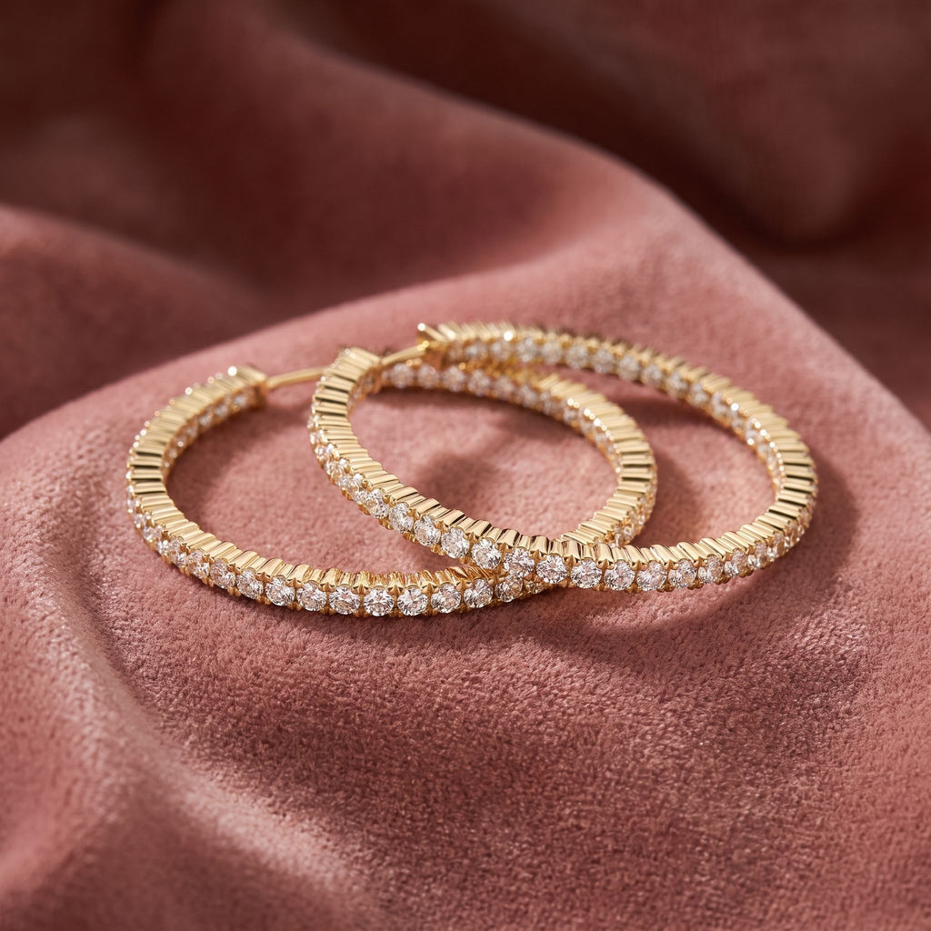 18K Diamond Hoop Earrings — AI cloth, in-house