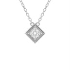 18K Solitaire Princess Diamond Pendant — FRONT