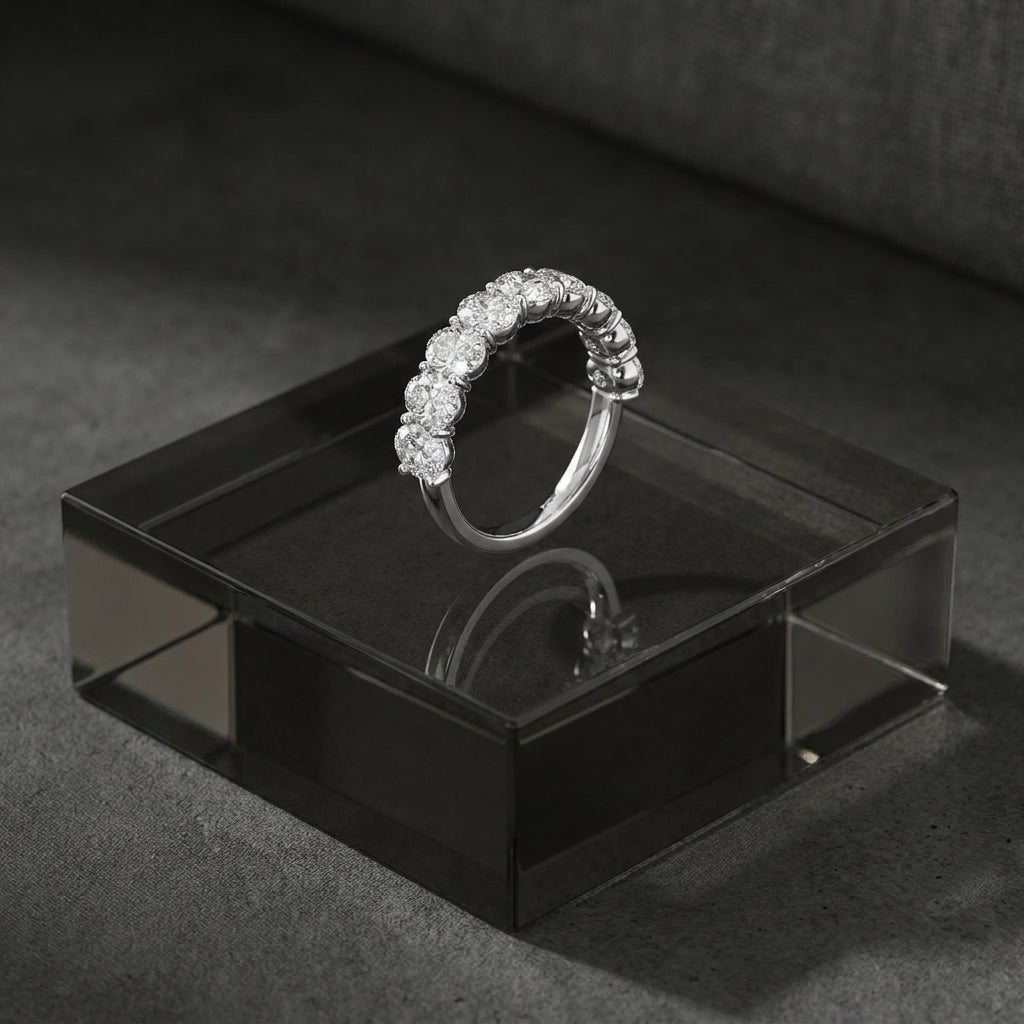 14K White Gold Eternity Oval Diamond Ring