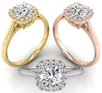 18K Halo Round Diamond Ring — 3 COLOR