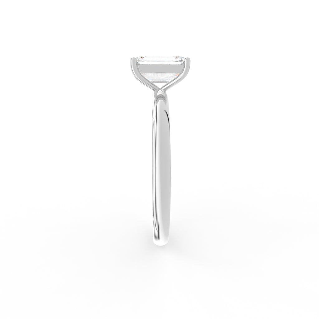 18K Solitaire Emerald Cut Diamond Engagement Ring — SIDE