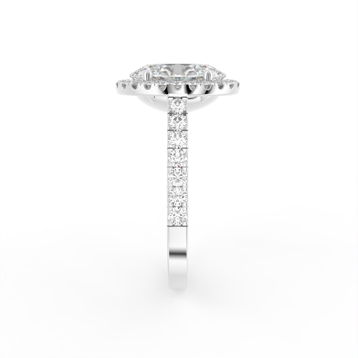 vimg:Z00230|18K Oval Diamond Solitaire Halo Ring — SIDE