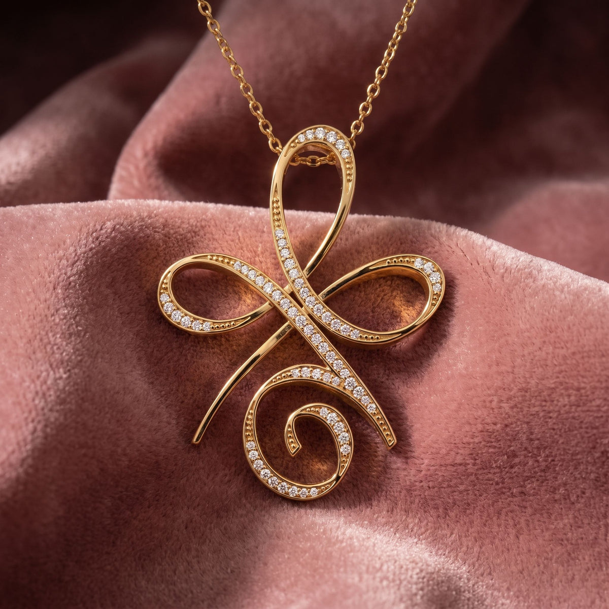 18K Bespoke Life Symbol Diamond Pendant — AI cloth, in-house