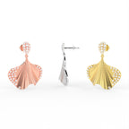 Sterling Silver Round Diamond Earrings — 3 COLOR
