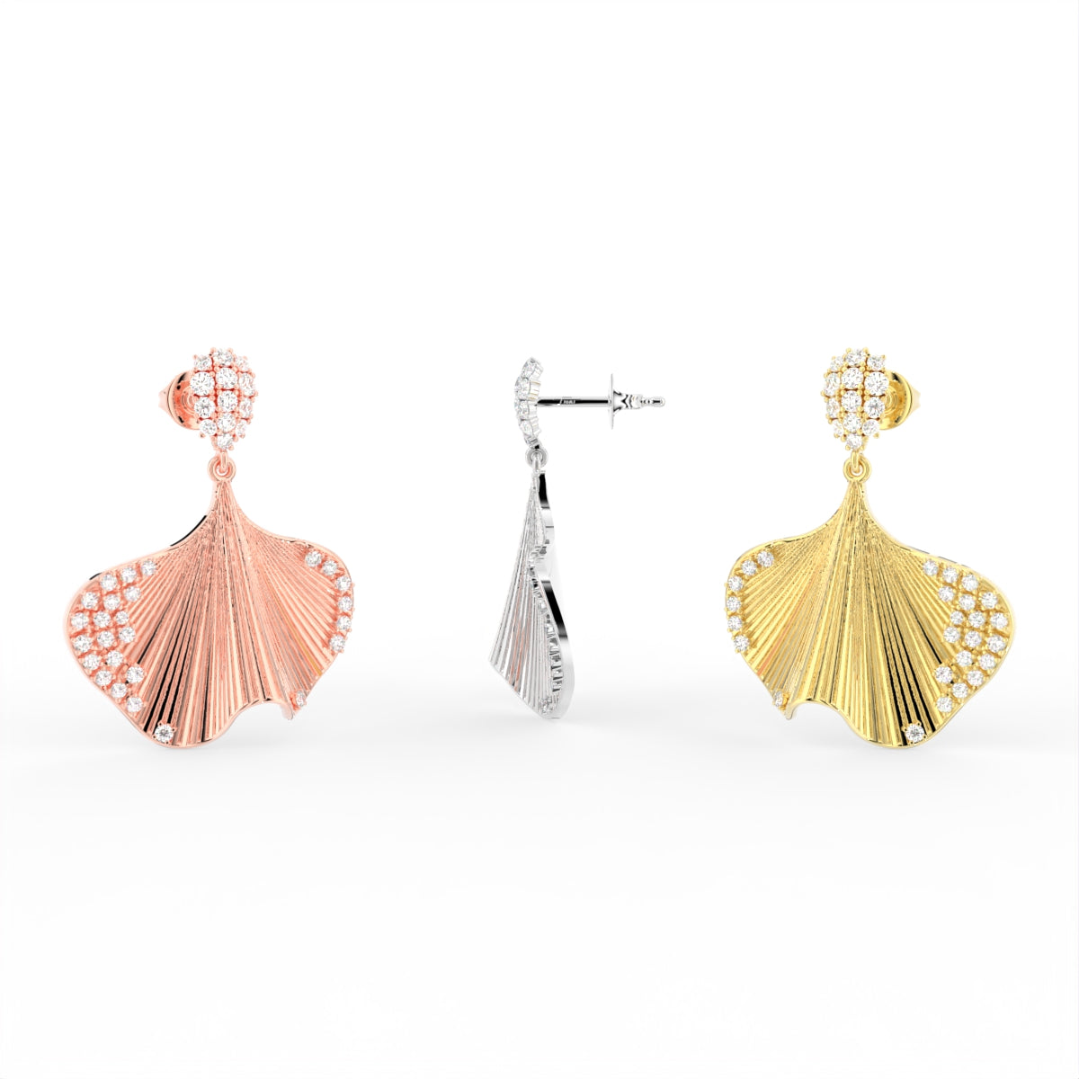 Sterling Silver Round Diamond Earrings — 3 COLOR
