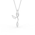 14K White Gold Floral Marquise Diamond Pendant — FRONT