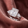 18K Trilogy Emerald Diamond Ring — AI cloth, in-house
