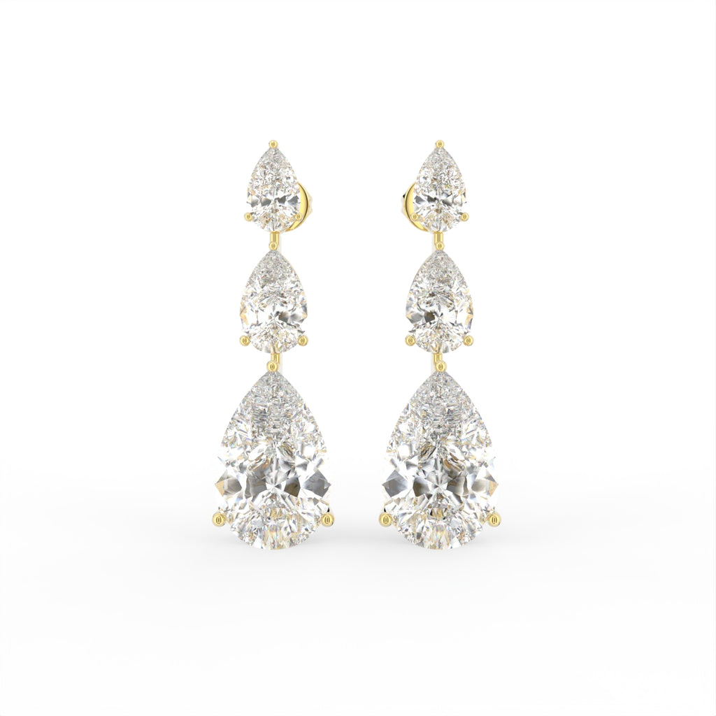 18K Pear Diamond Drop Earrings — TOP