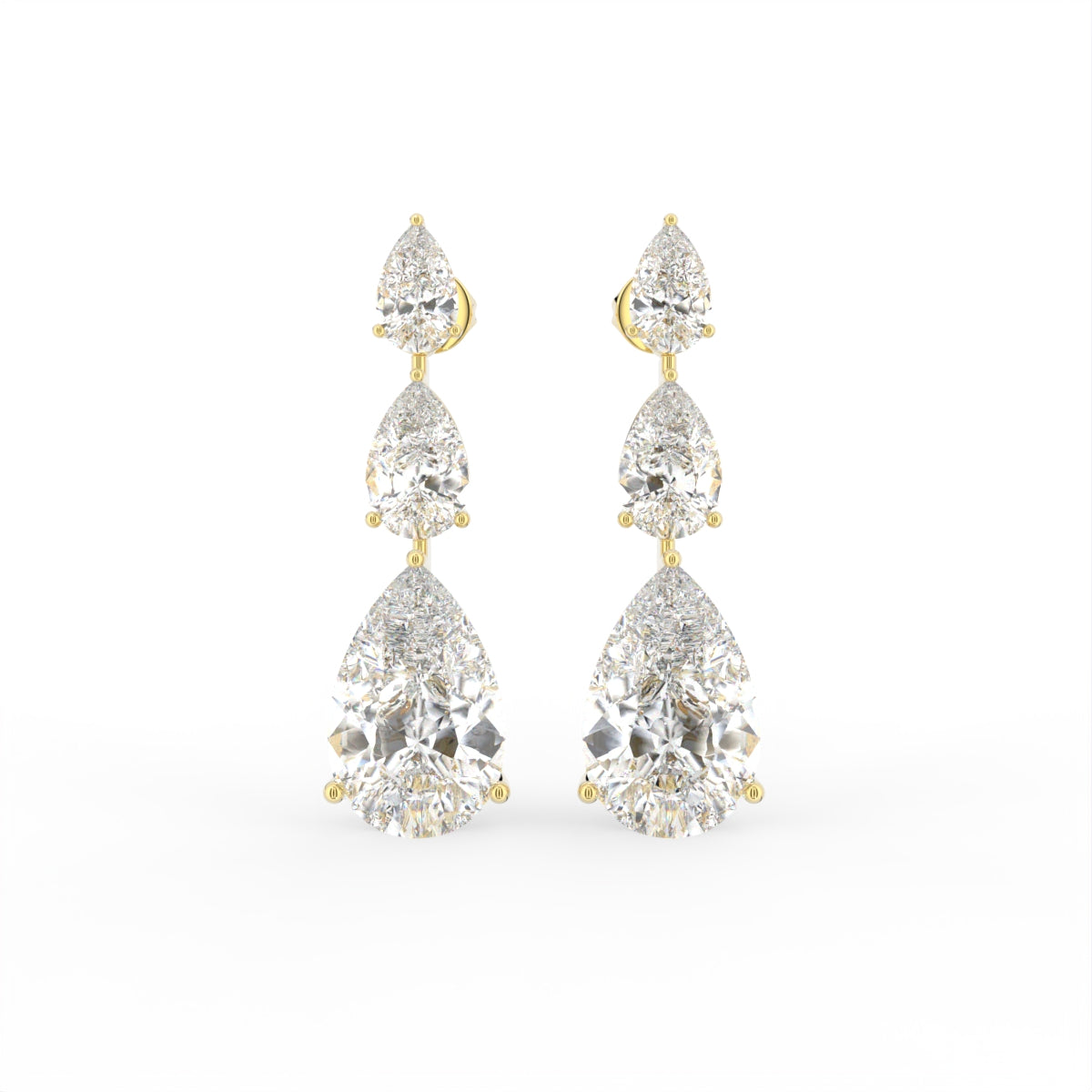 18K Pear Diamond Drop Earrings — TOP