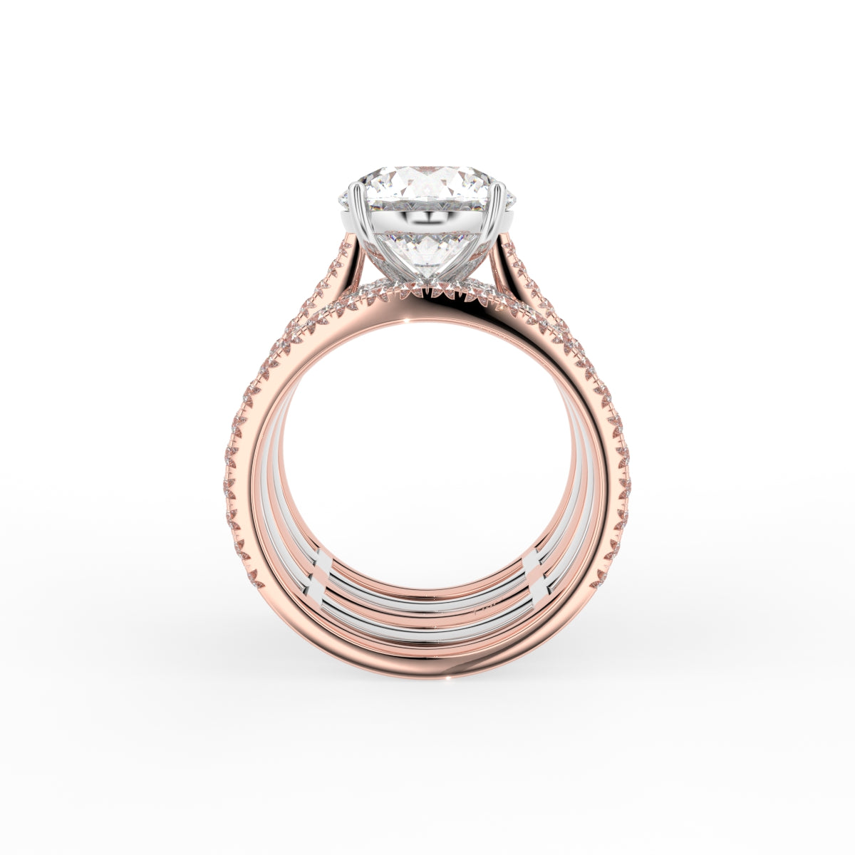 18K Two Tone Solitaire Round Diamond Ring — FRONT