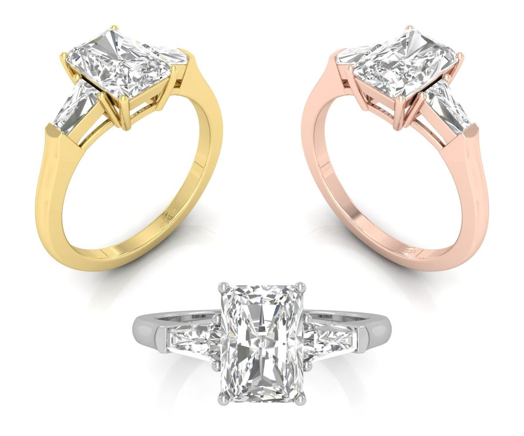 18K Trilogy Diamond Engagement Ring — 3 COLOR