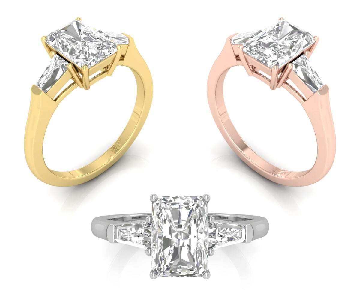 18K Trilogy Diamond Engagement Ring — 3 COLOR