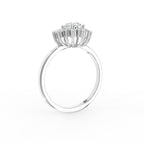 14K White Gold Oval Baguette Diamond Ring — 3D VIEW