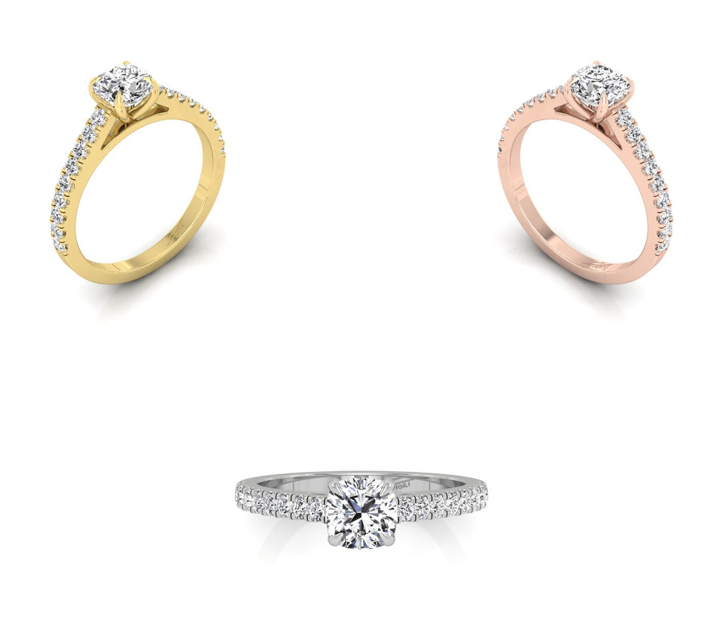 18K Cushion Diamond Engagement Ring — 3 COLOR