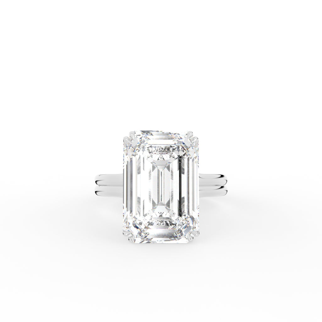 18K Emerald Cut Solitaire Diamond Ring — TOP