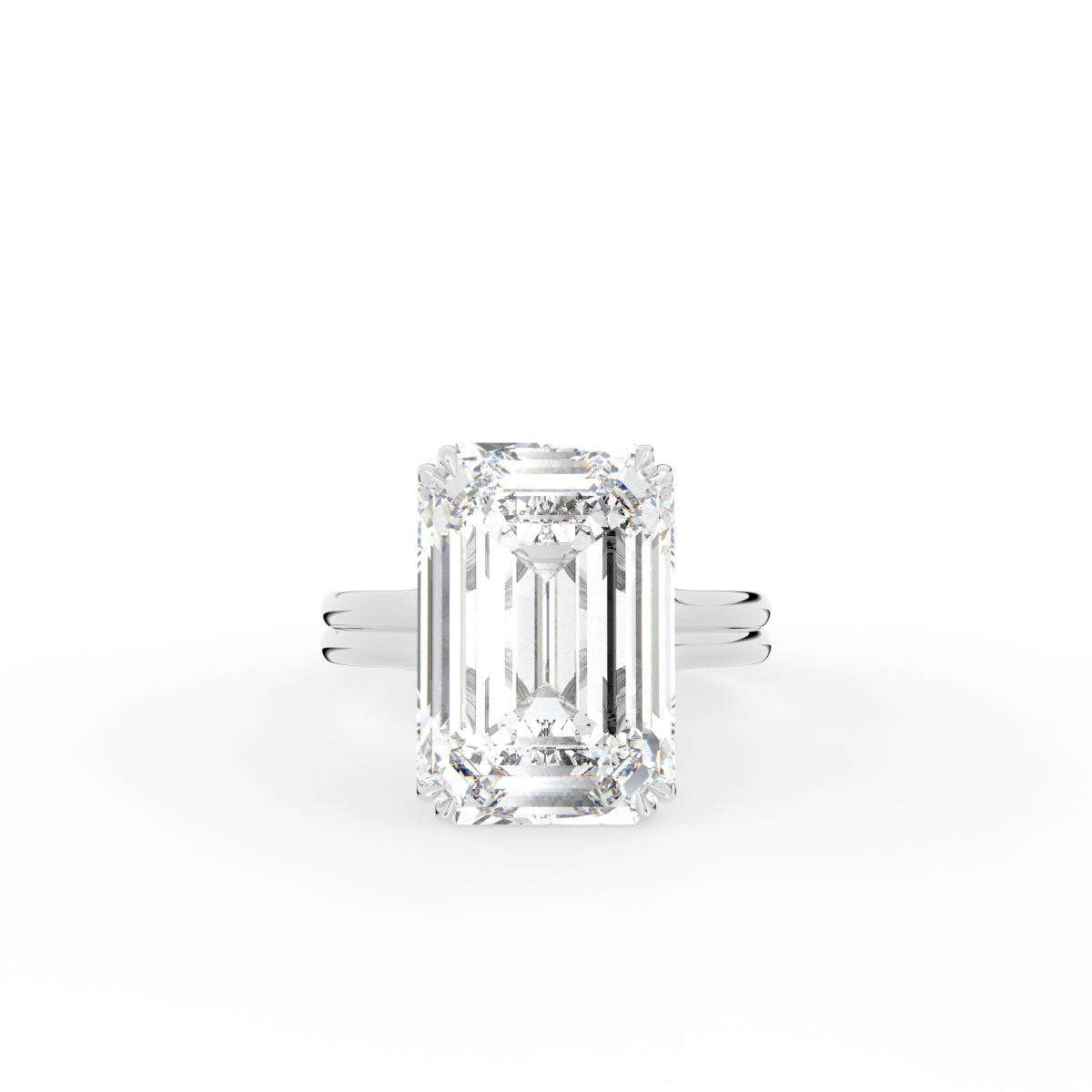 18K Emerald Cut Solitaire Diamond Ring — TOP