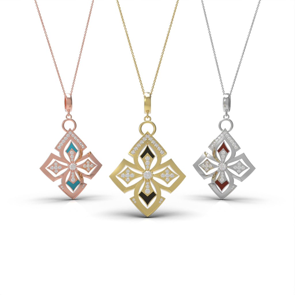 18K Rose Gold Bespoke Round Diamond Pendant — 3 COLOR