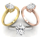 18K Solitaire Oval Diamond Ring — 3 COLOR