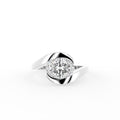 18K Oval Bezel Solitaire Diamond Ring — TOP