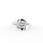 18K Oval Bezel Solitaire Diamond Ring — TOP