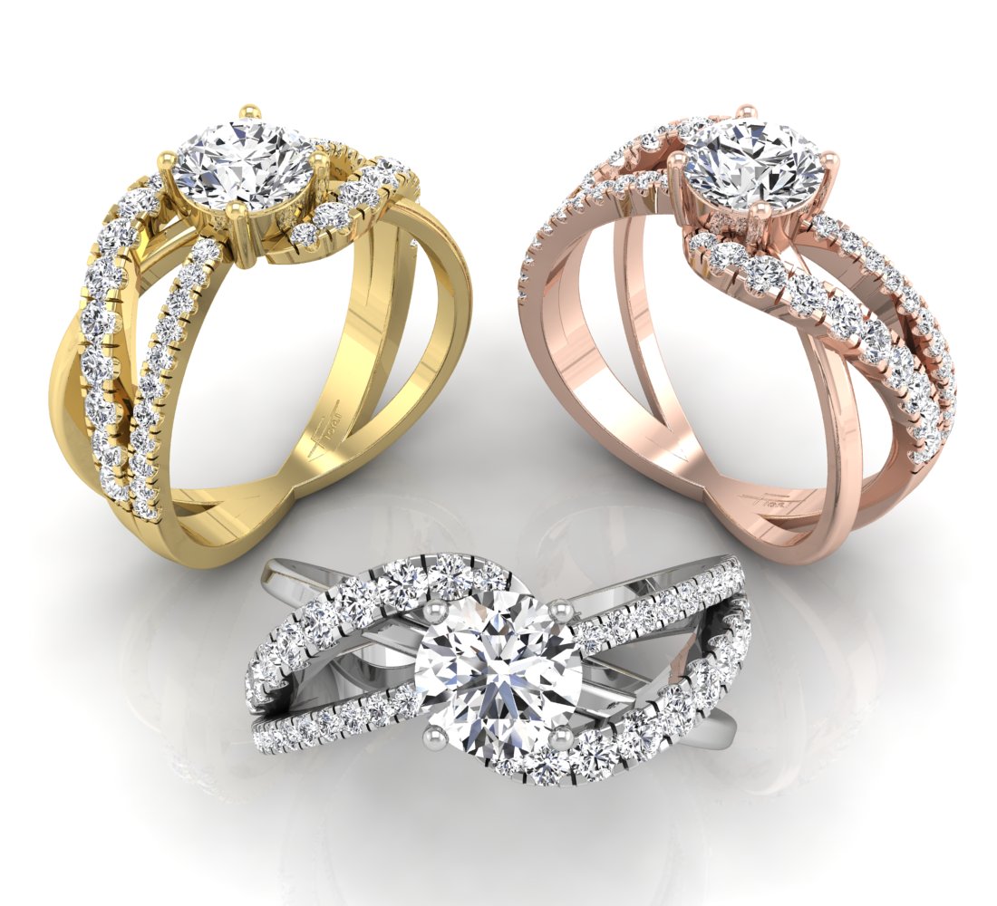 18K Bespoke Round Diamond Ring — 3 COLOR