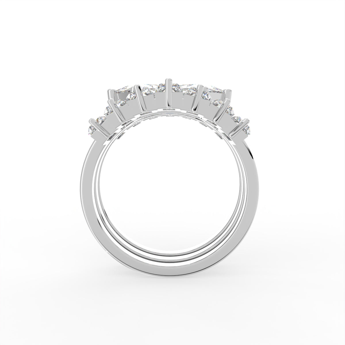 Sterling Silver Diamond Ring — FRONT/BACK