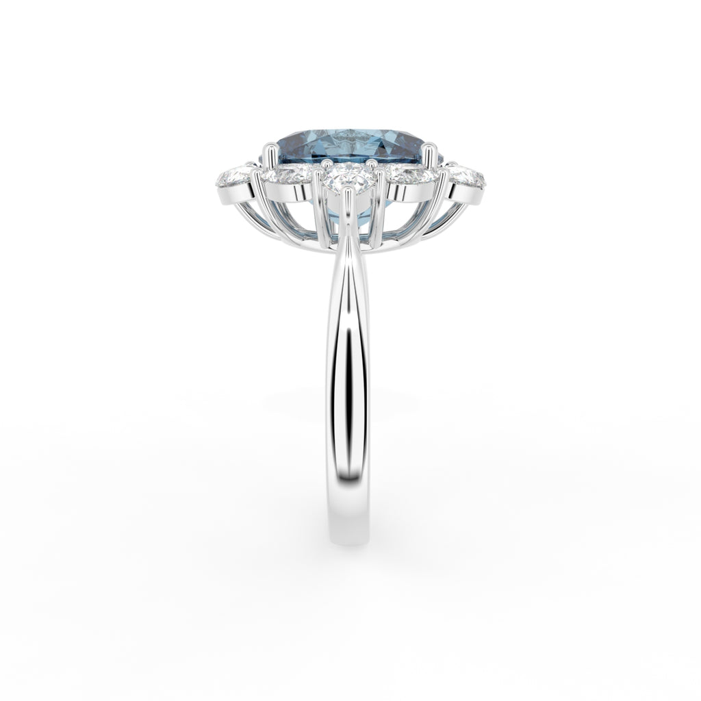 18K Halo Oval Diamond Ring — SIDE