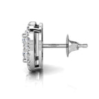 18K Halo Diamond Earrings — SIDE VIEW