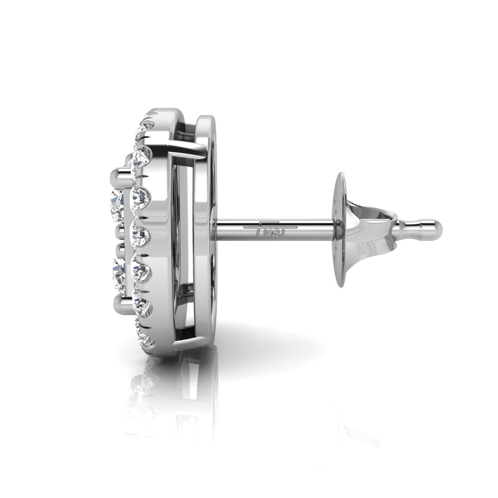 18K Halo Diamond Earrings — SIDE VIEW