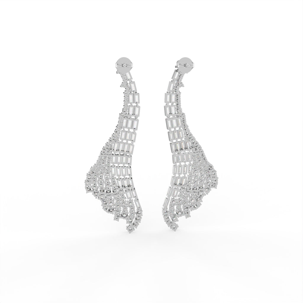 Sterling Silver Diamond Earrings — 3D / RIGHT