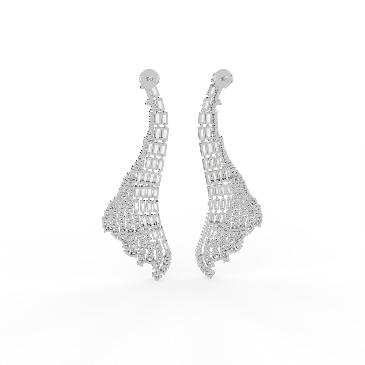 Sterling Silver Diamond Earrings — 3D / RIGHT