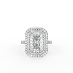 18K White Gold Halo Radiant Diamond Engagement Ring — TOP