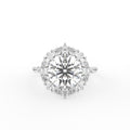 18K Solitaire Halo Round Diamond Ring — TOP