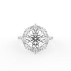 18K Solitaire Halo Round Diamond Ring — TOP