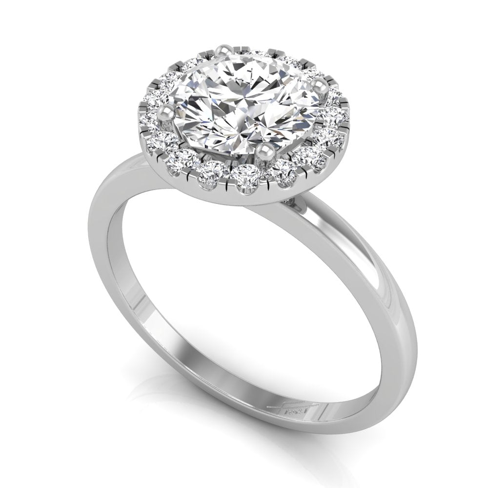 18K Halo Round Diamond Ring — 3D VIEW