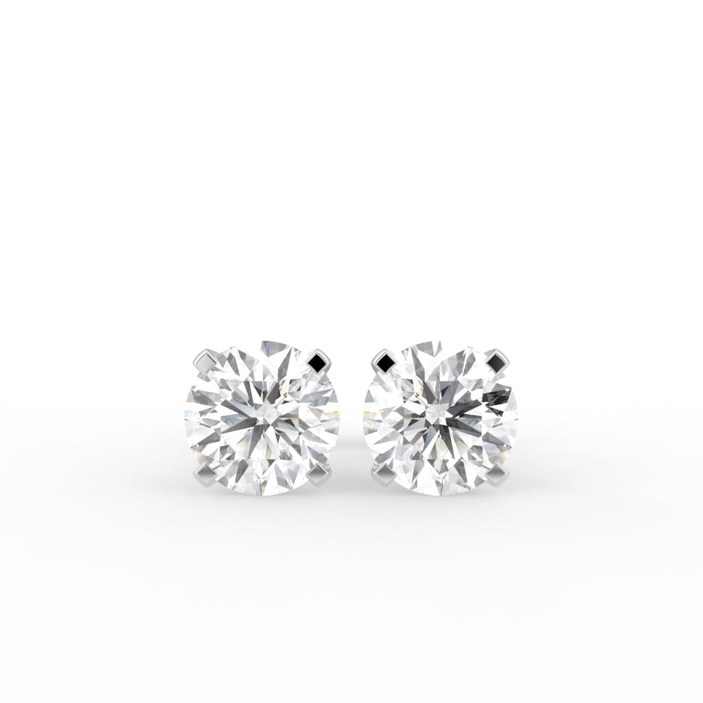 18K Round Solitaire Diamond Earrings — TOP