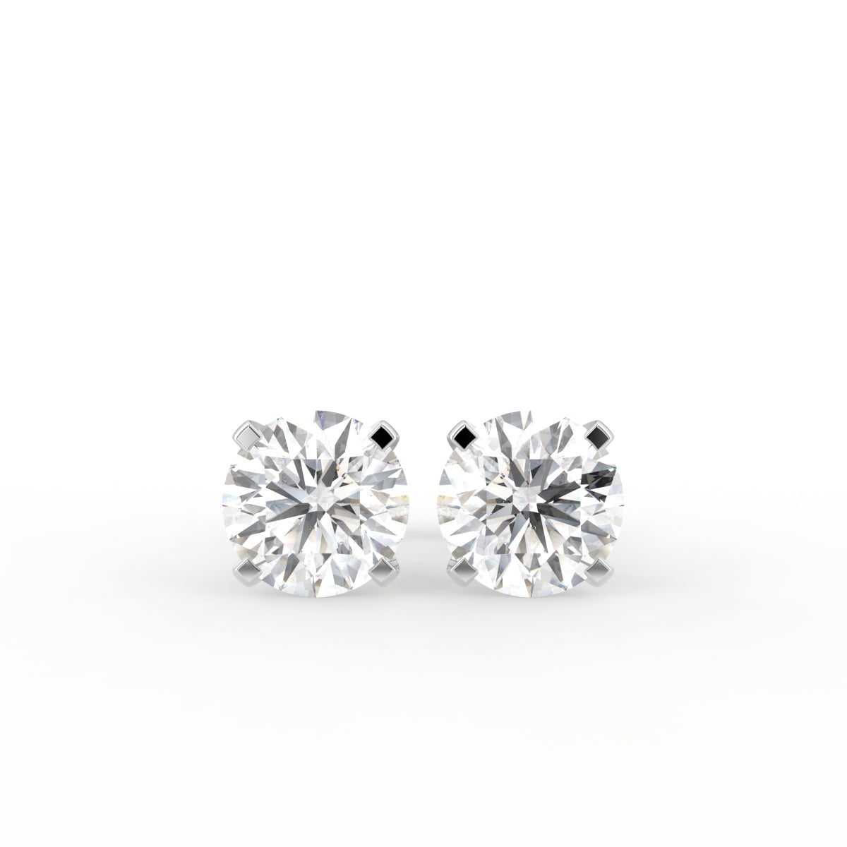 18K Round Solitaire Diamond Earrings — TOP