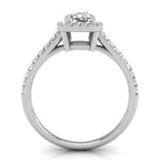 18K Halo Emerald-Cut Diamond Ring — FRONT
