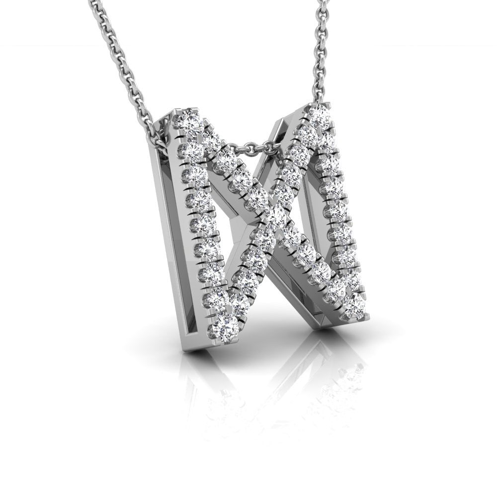 18K White Gold Dagaz Viking Round Diamond Pendant — RIGHT
