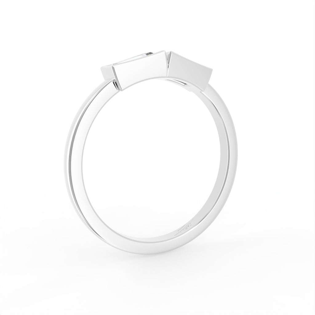 18K White Gold Baguette Diamond Ring — 3D VIEW