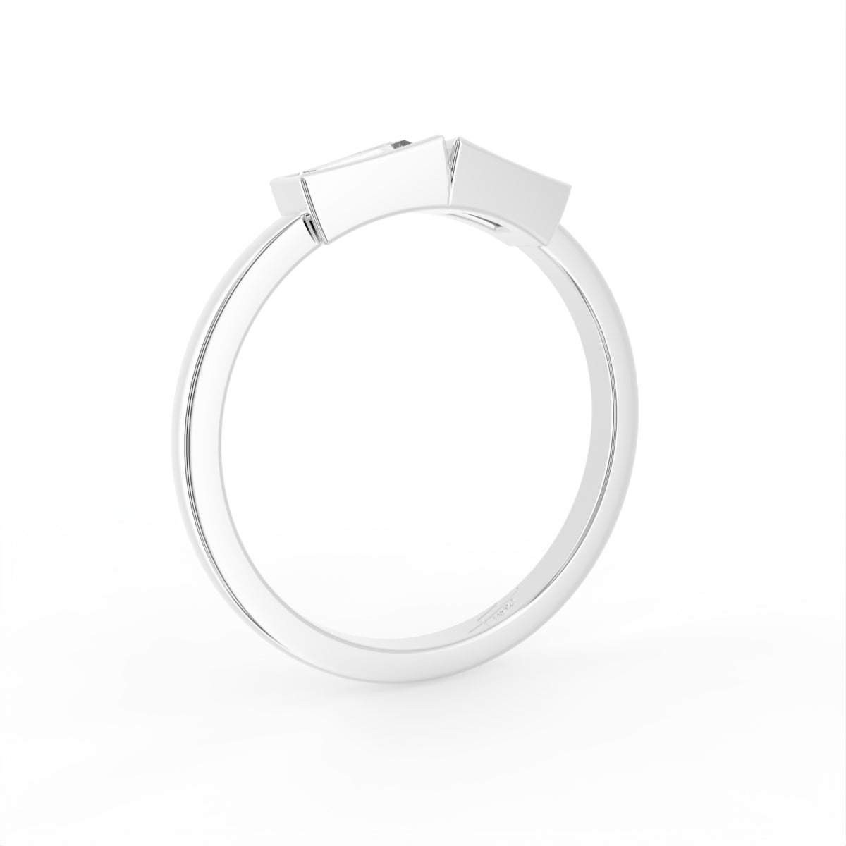 18K White Gold Baguette Diamond Ring — 3D VIEW