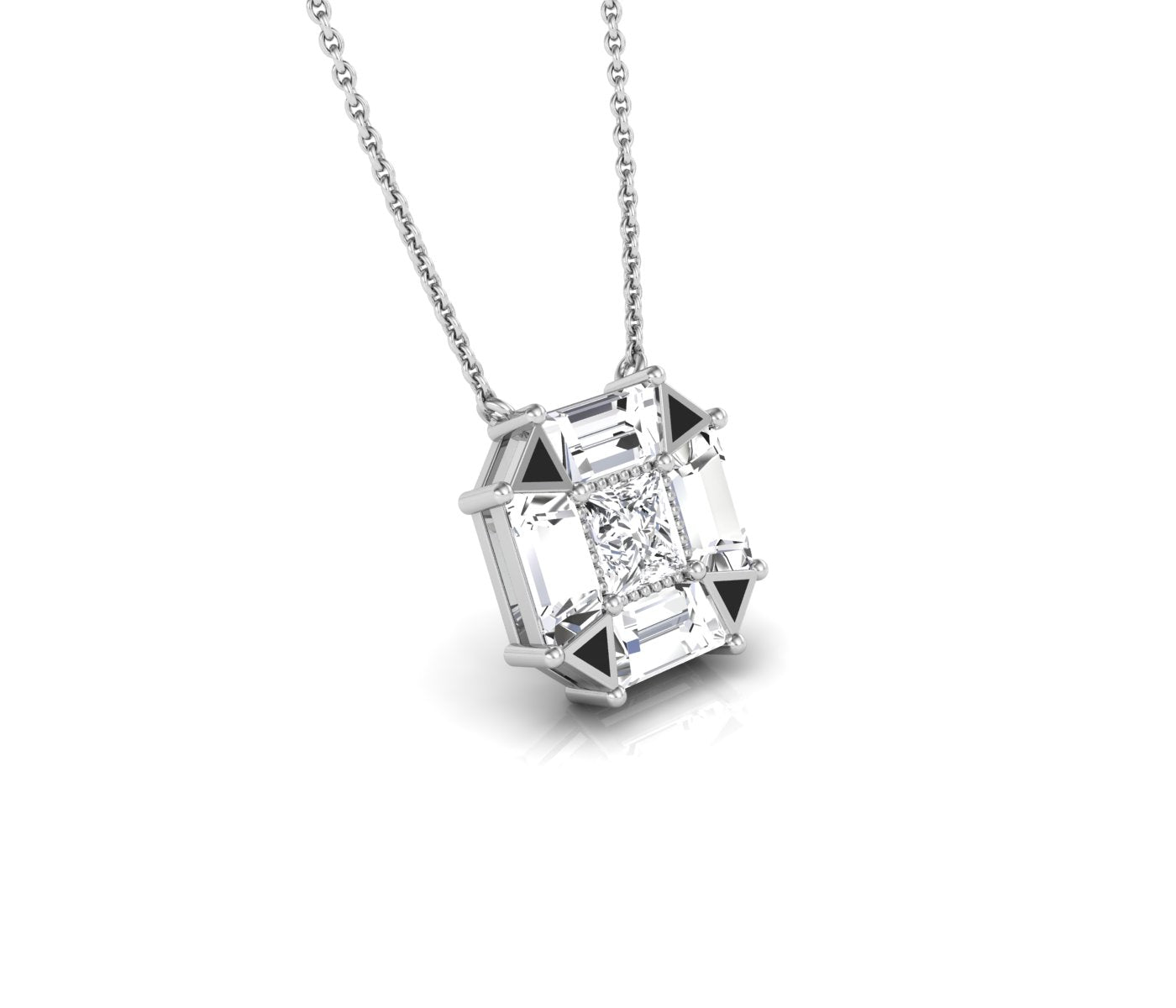 vimg:Z01079|18K Bespoke Princess Diamond Pendant — RIGHT