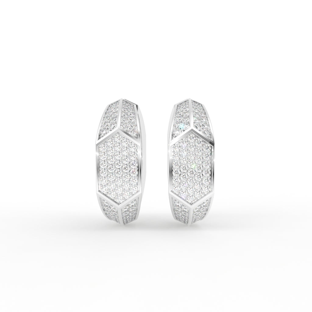 18K Fancy-Cut Diamond Huggie Hoop Earrings — BACK