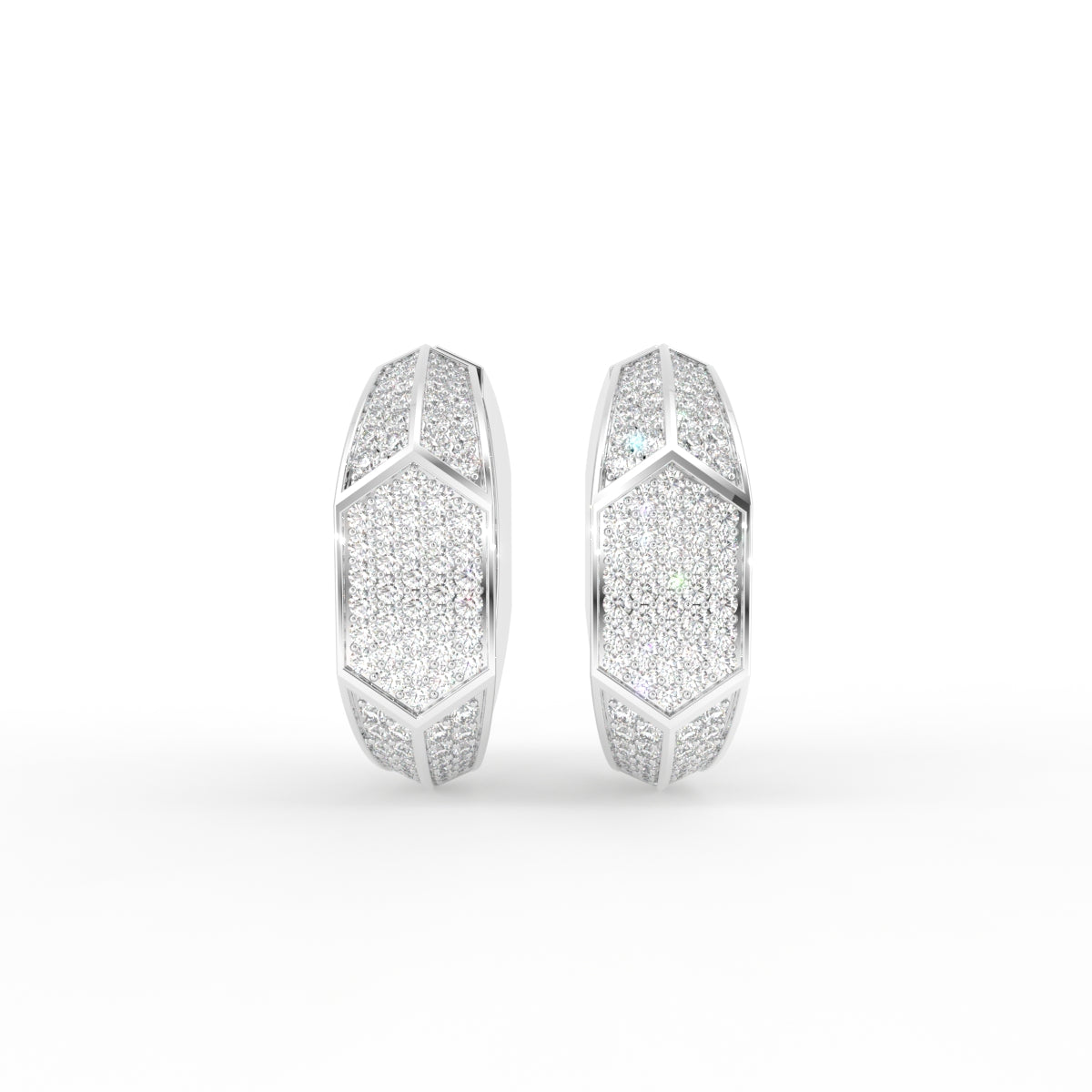 18K Fancy-Cut Diamond Huggie Hoop Earrings — BACK